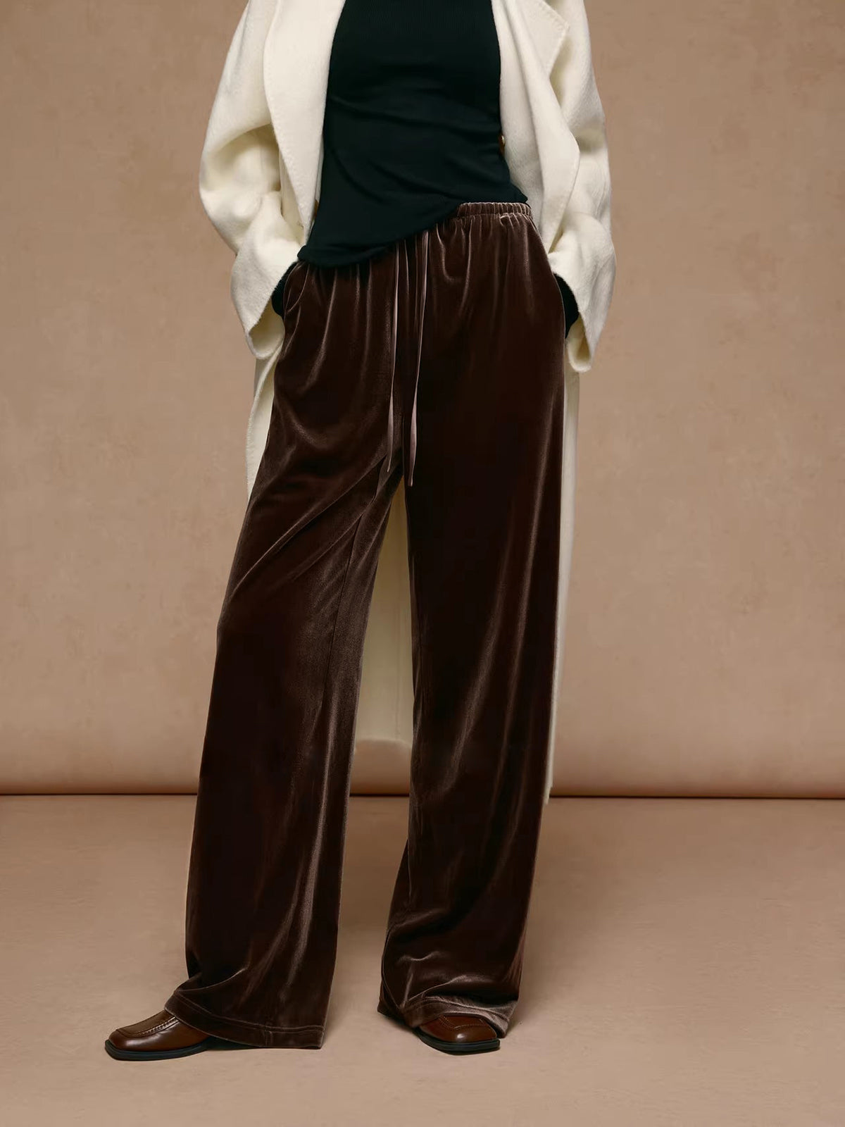 Drawstring Cozy Draped Pants-Mesadic