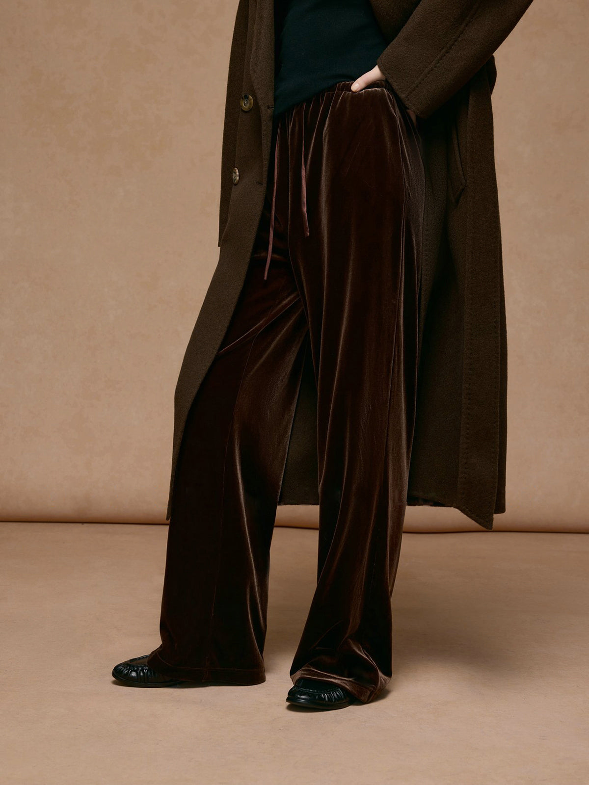 Drawstring Cozy Draped Pants-Mesadic