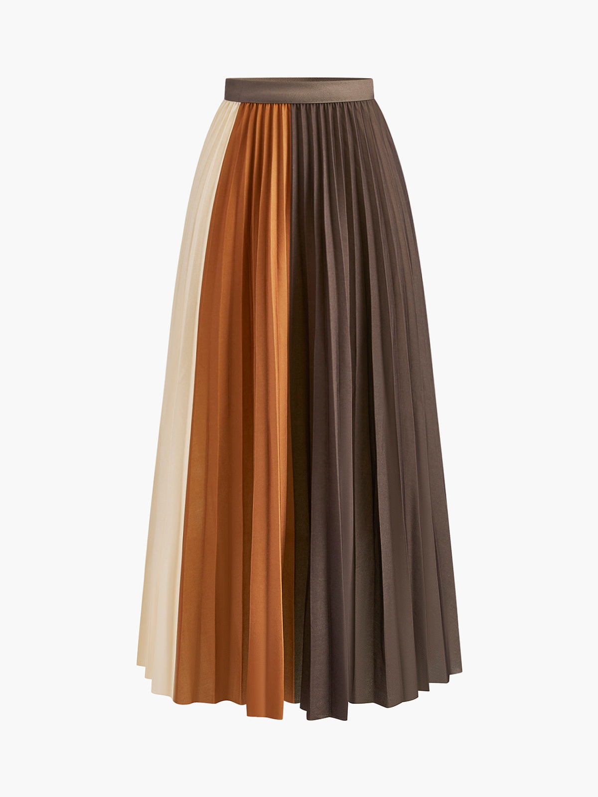 Color Block Pleated Skirt-Mesadic