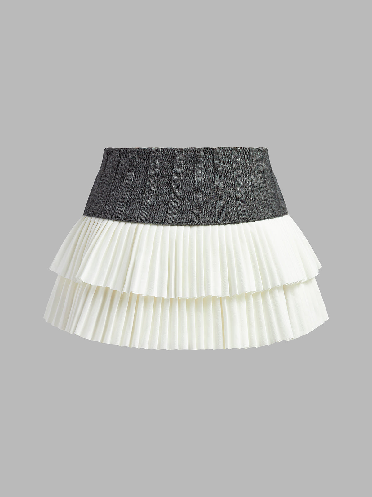 Two-Tone Pleated Mini Skirt-Mesadic