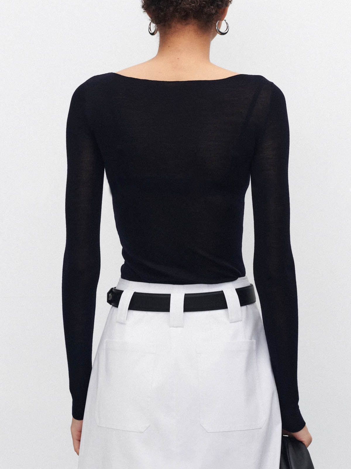 Wool-Blend Skinny Sheer Sweater-Mesadic