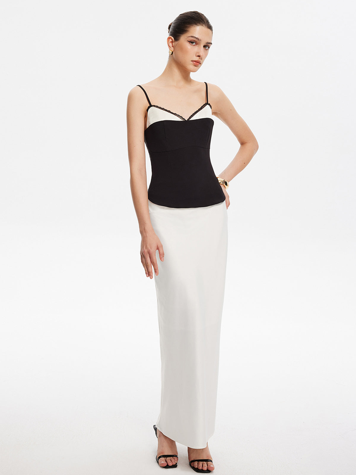 Contrast Binding Lace Trim Cami Top-Mesadic