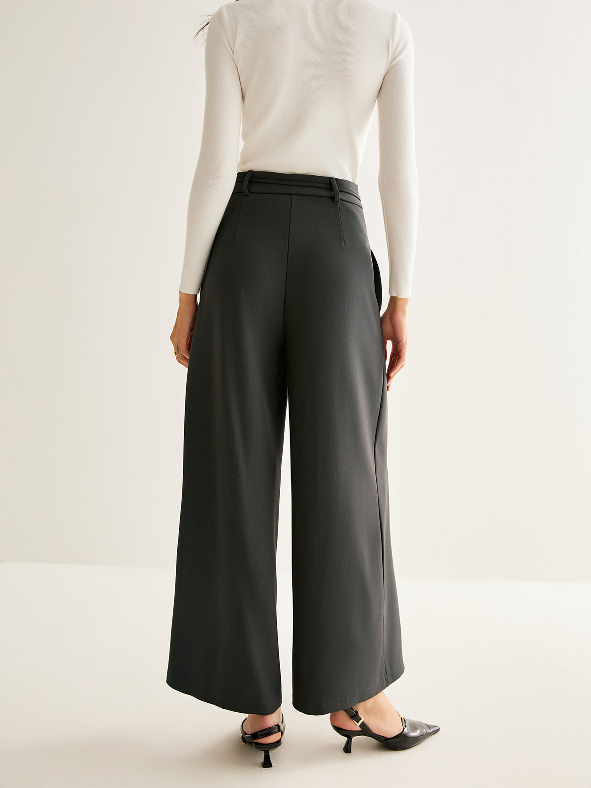 Rope Belt Wide-Leg Pants-Mesadic