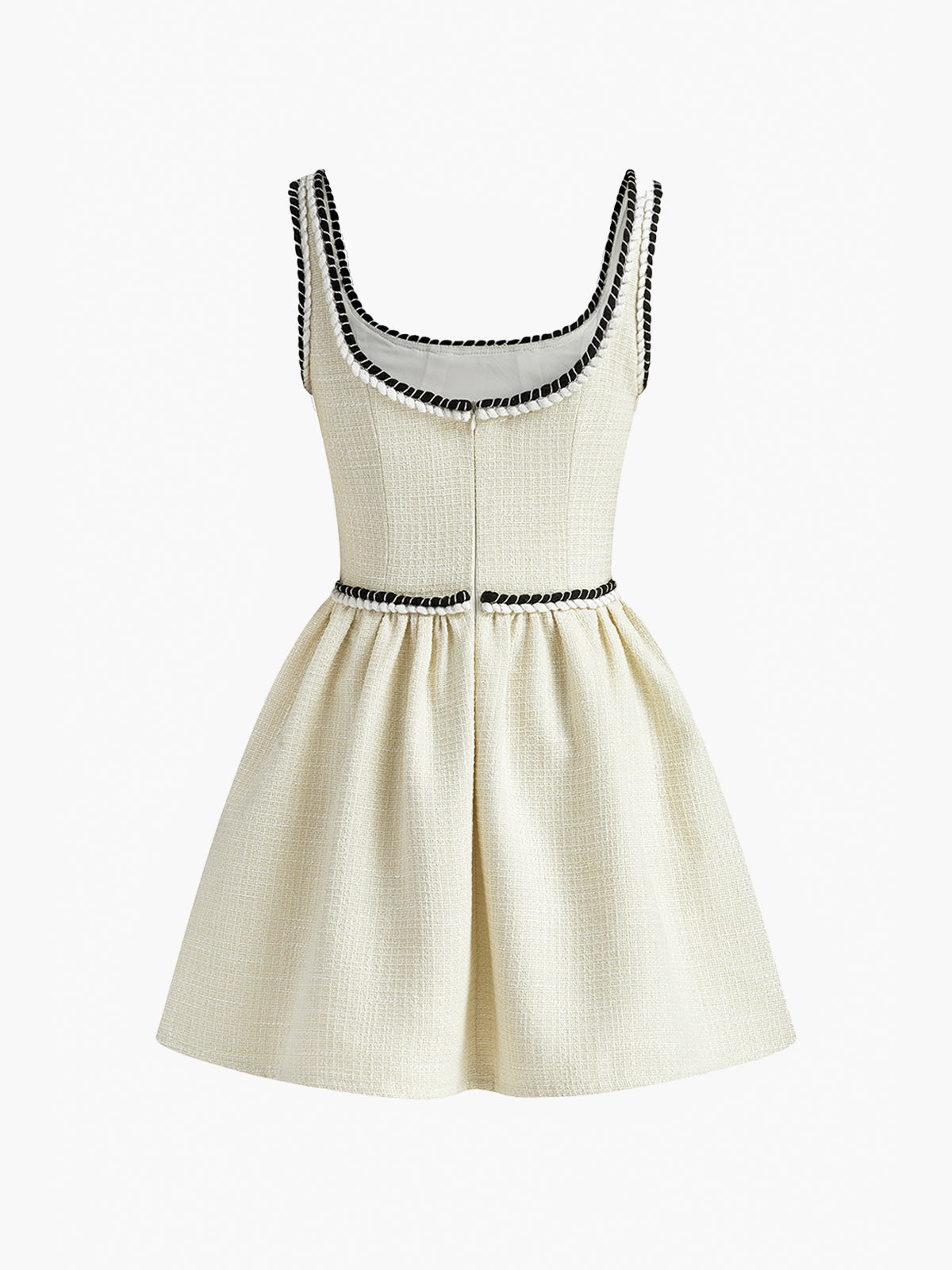 Tweed Pleated Strappy Dress-Trafni