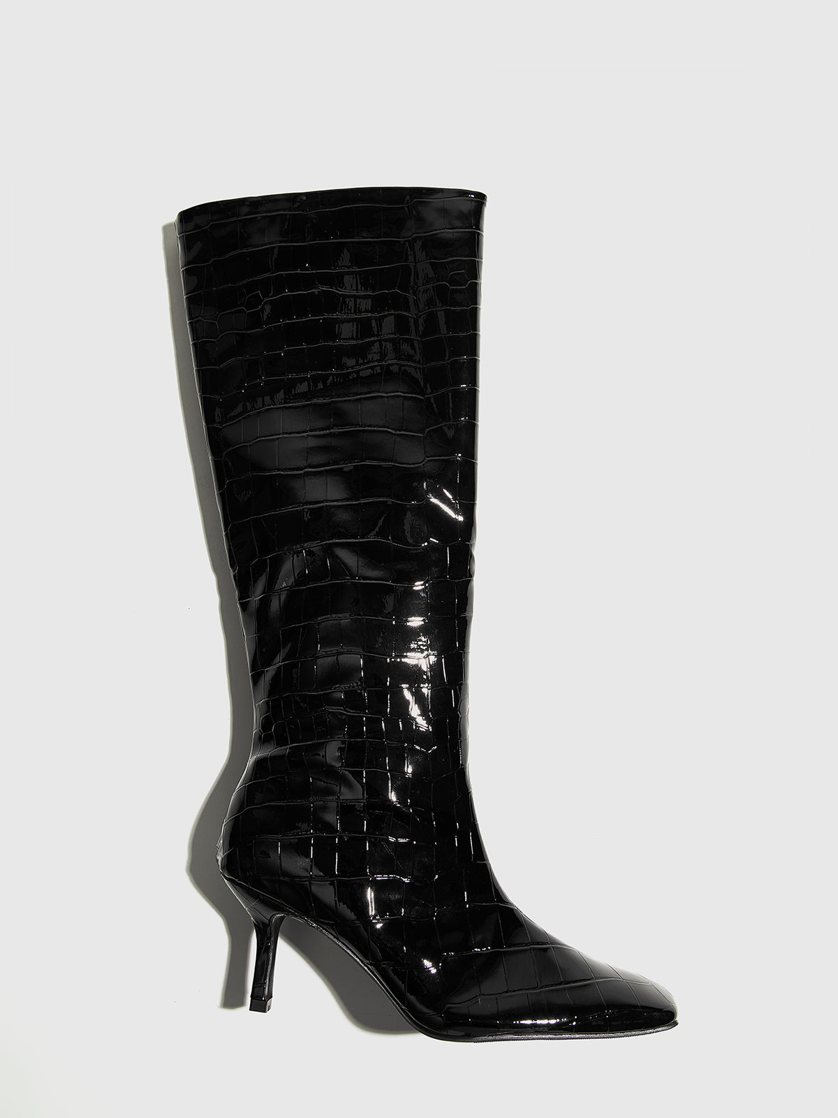 Crocodile Pattern Knee High Boots-Mesadic