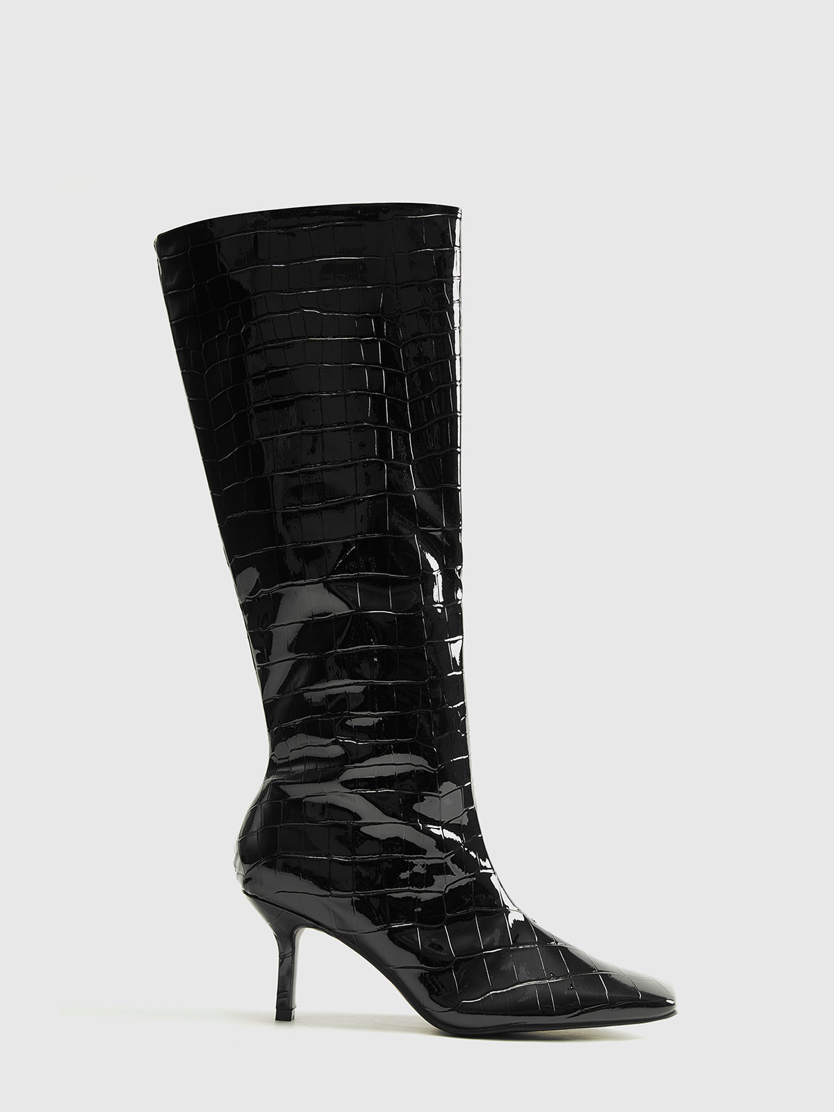 Crocodile Pattern Knee High Boots-Mesadic