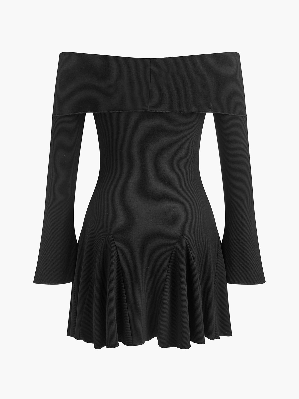 Off-Shoulder Flowy Knit Dress-Mesadic