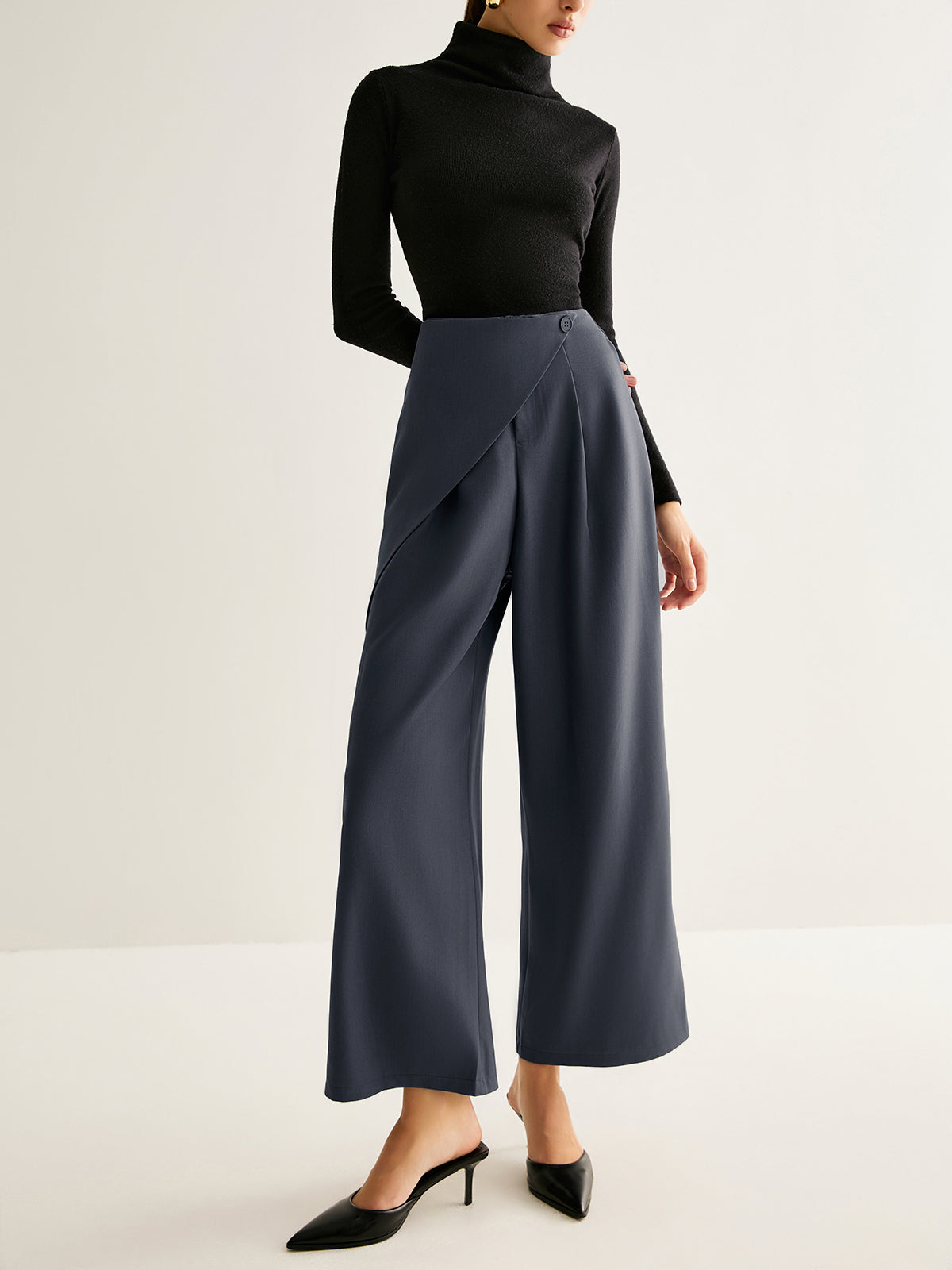 Asymmetrical Wide-Leg Pants-Mesadic