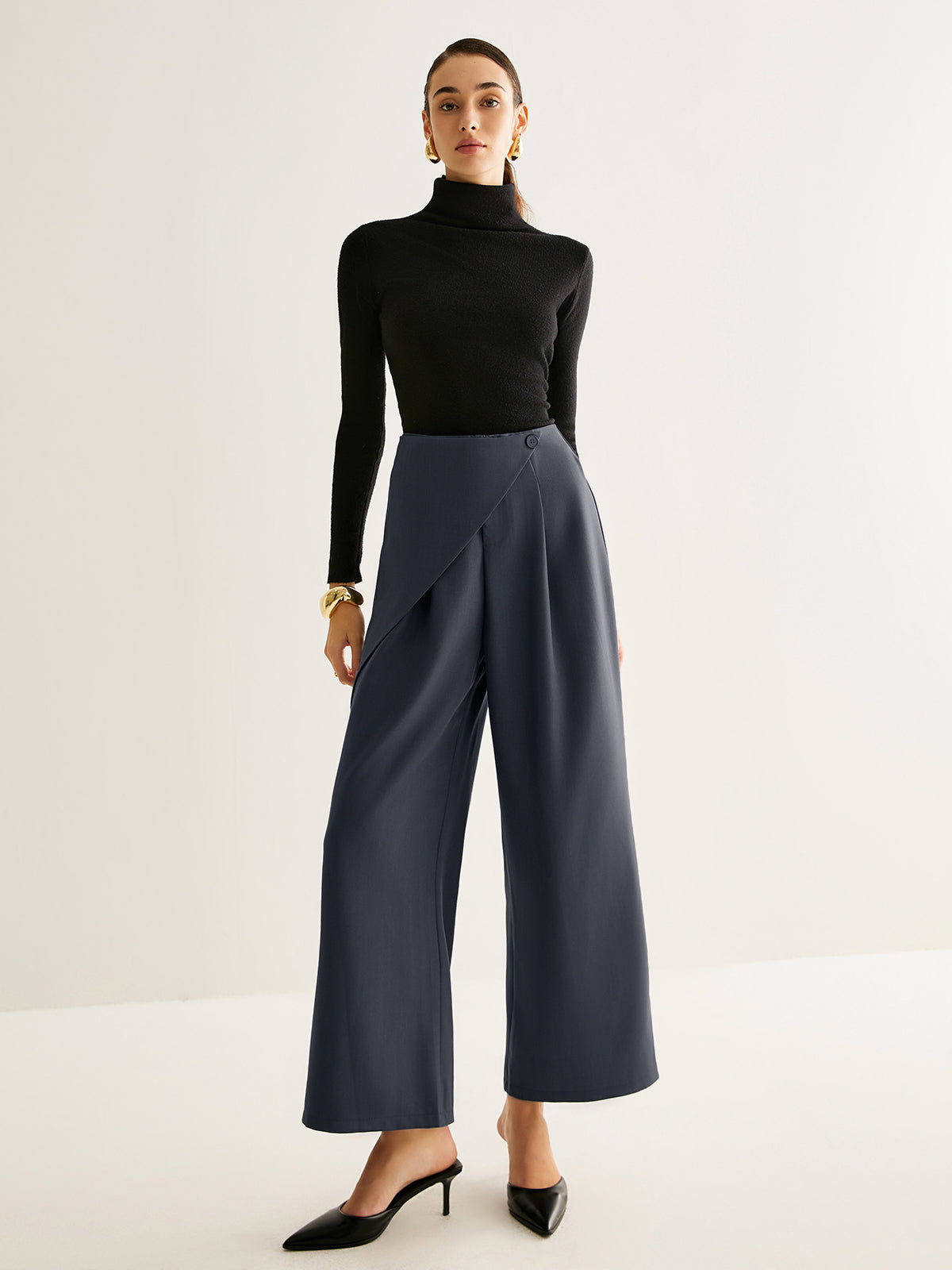 Asymmetrical Wide-Leg Pants-Mesadic