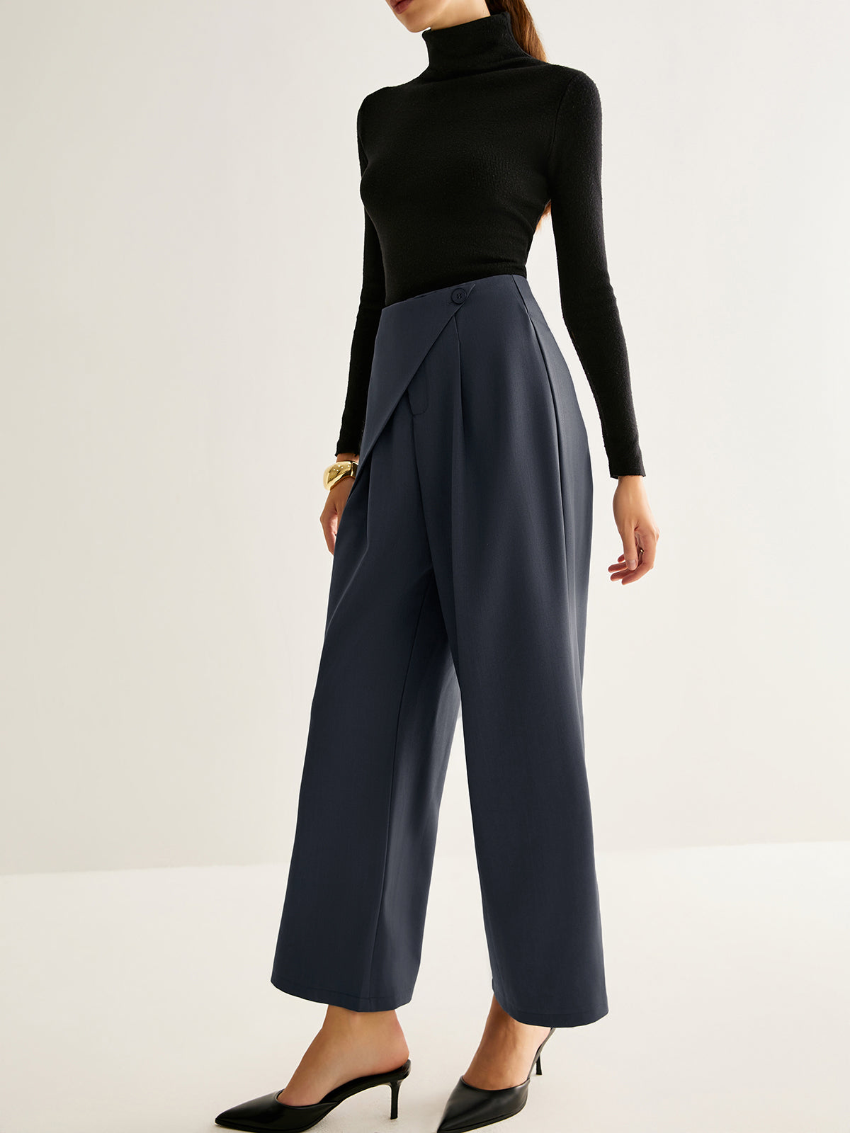 Asymmetrical Wide-Leg Pants-Mesadic