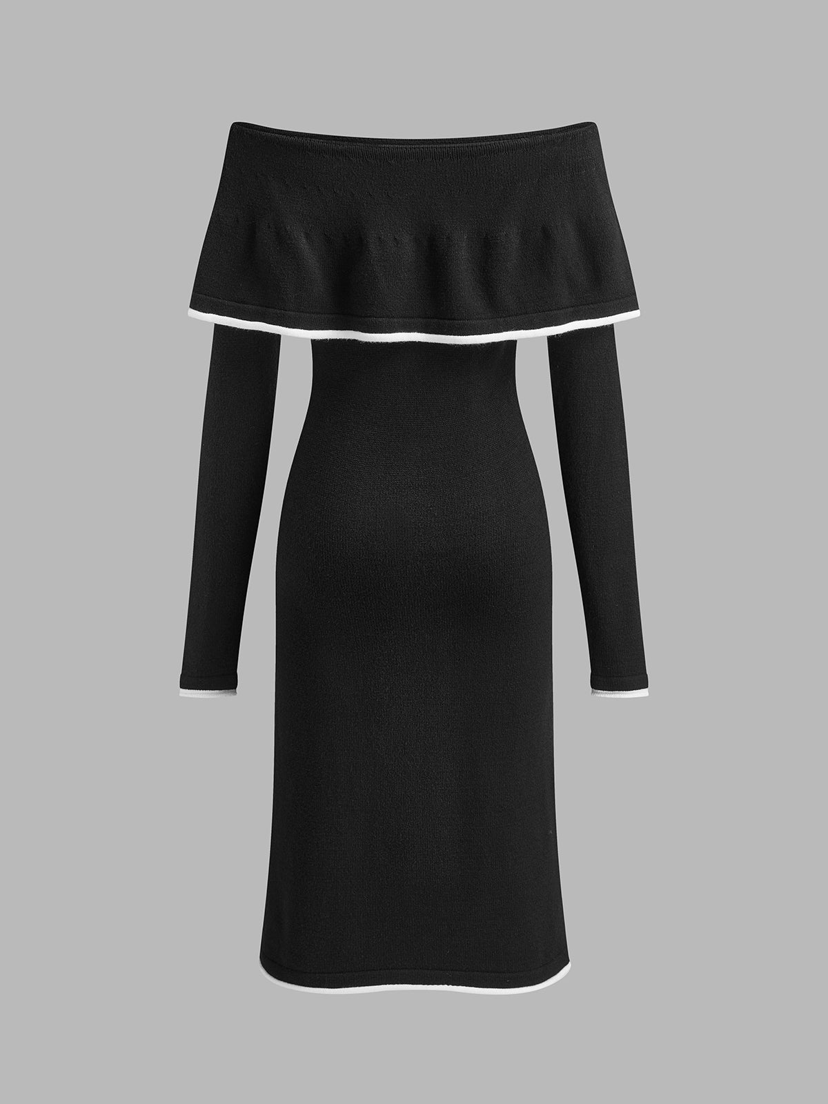 Cold-Shoulder Sweater Dress-Mesadic