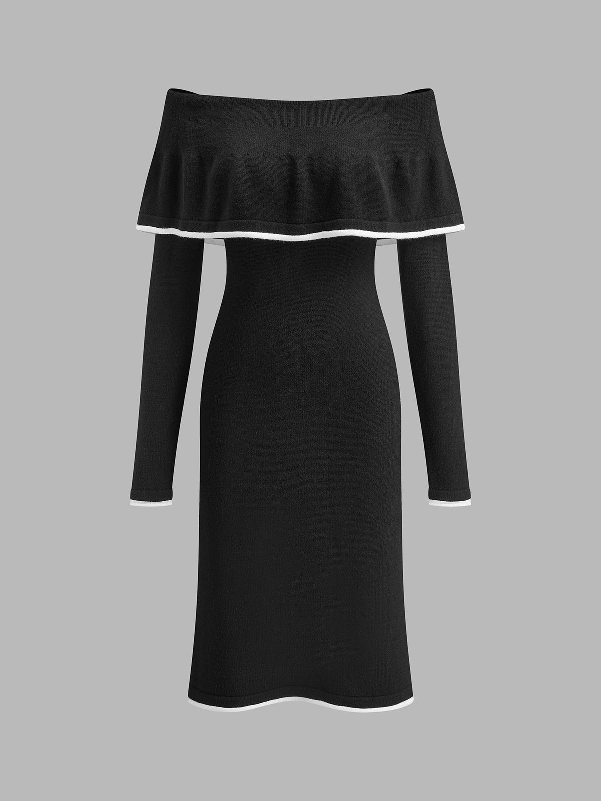 Cold-Shoulder Sweater Dress-Mesadic