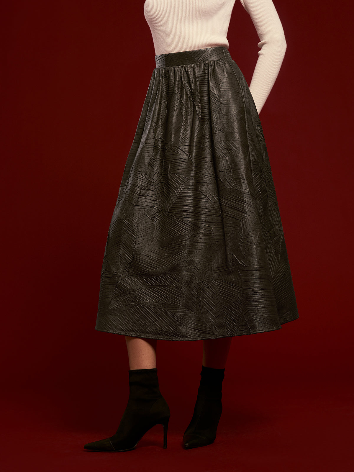 Retro Faux Leather Skirt Without Belt-Mesadic