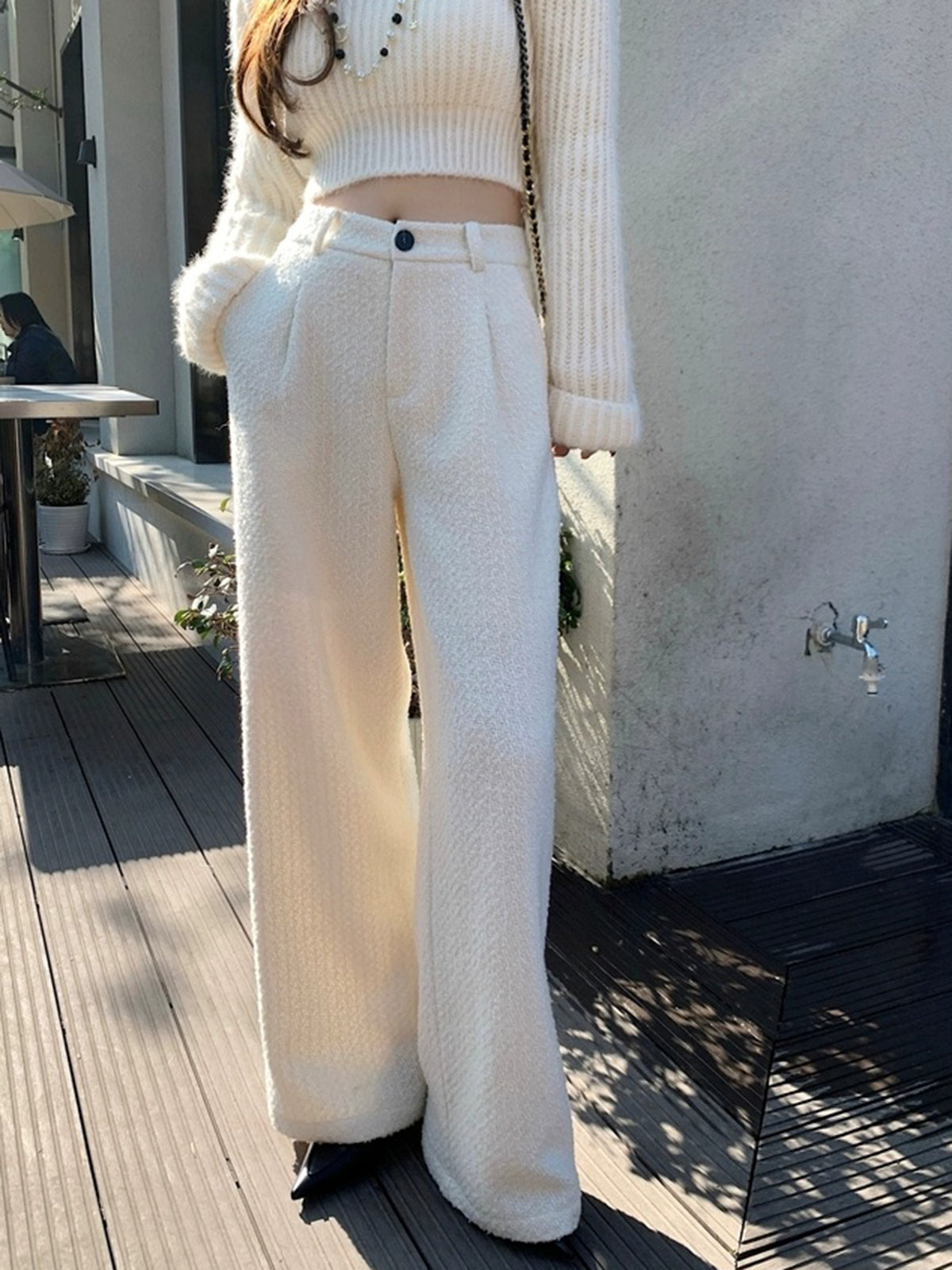 Wool-Blend Tweed Pants-Mesadic