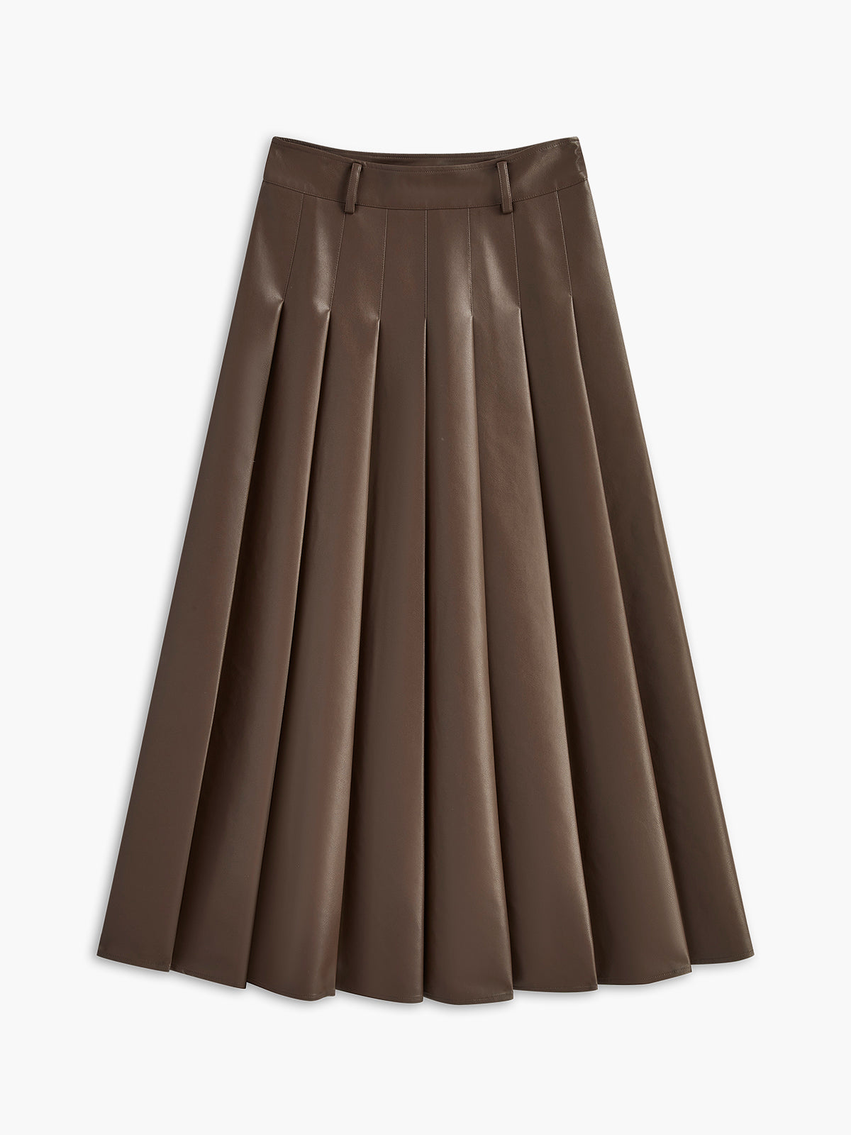 Retro Pleated PU Leather Skirt-Mesadic