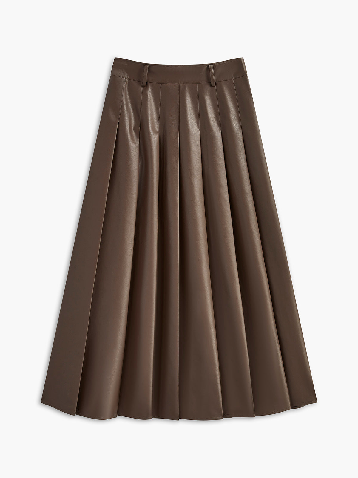Retro Pleated PU Leather Skirt-Mesadic