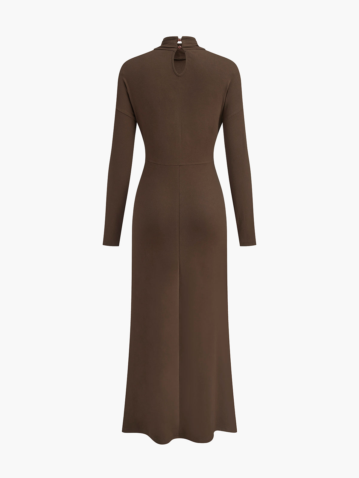 Turtleneck Knotted Pleated Long Dress-Mesadic