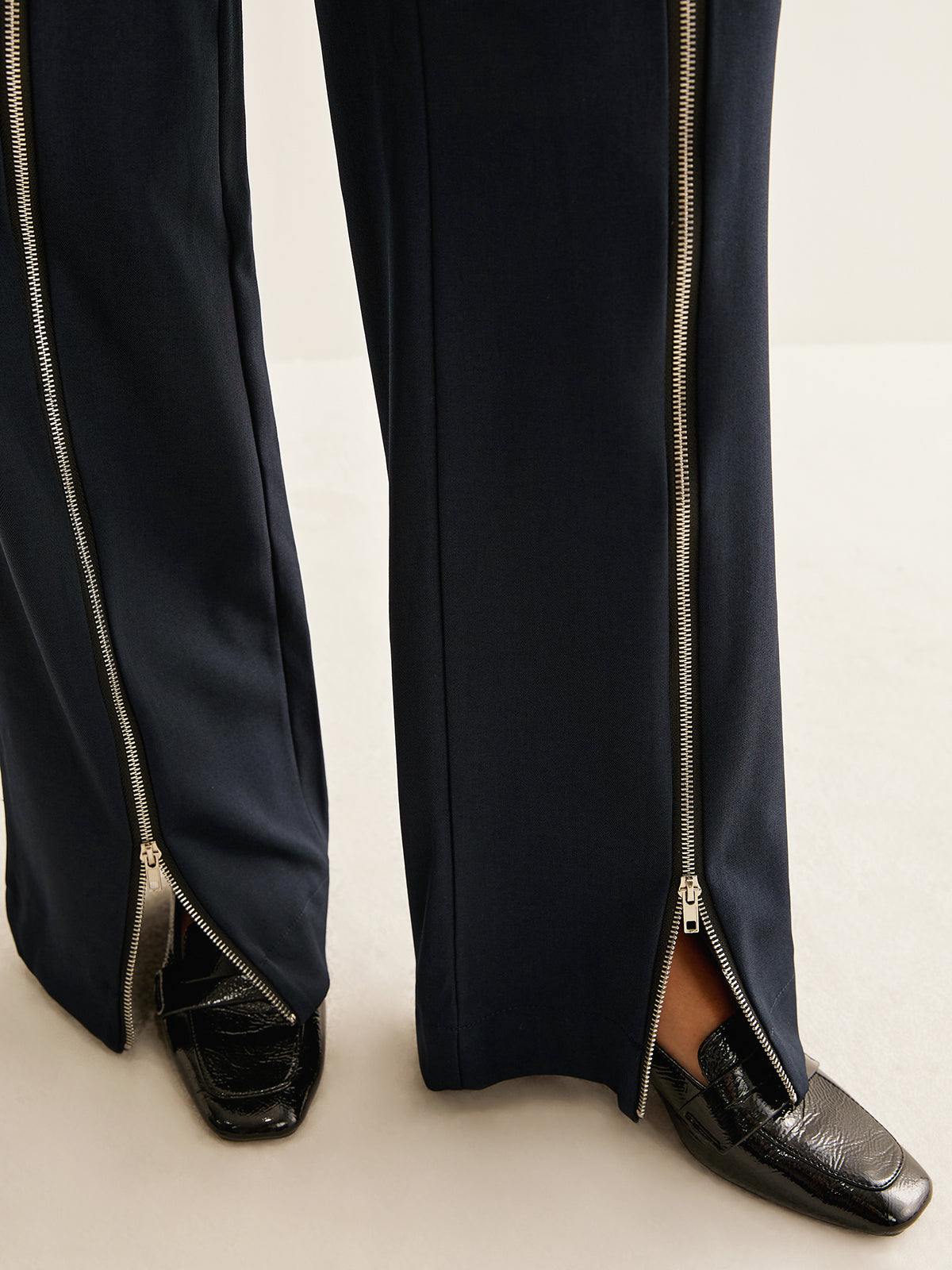 Front Zipper Straight Pants-Mesadic