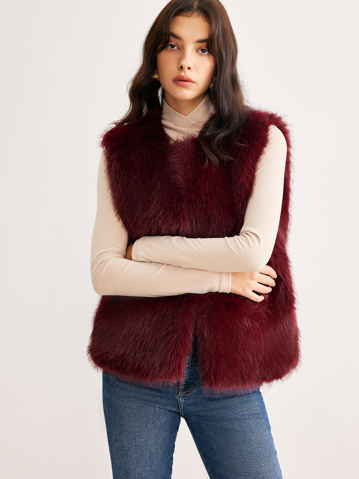 Minimalist Faux Fur Vest-Mesadic