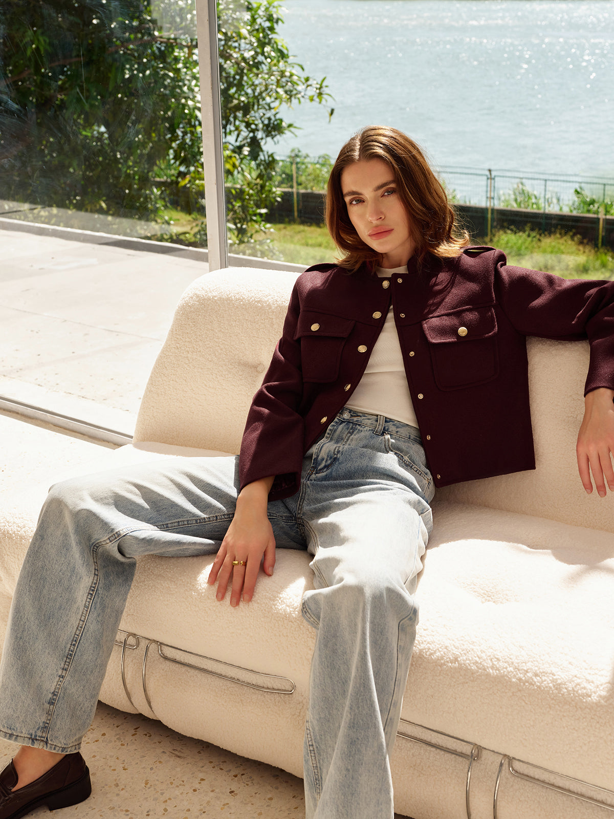 Stand Collar Button Jacket-Mesadic