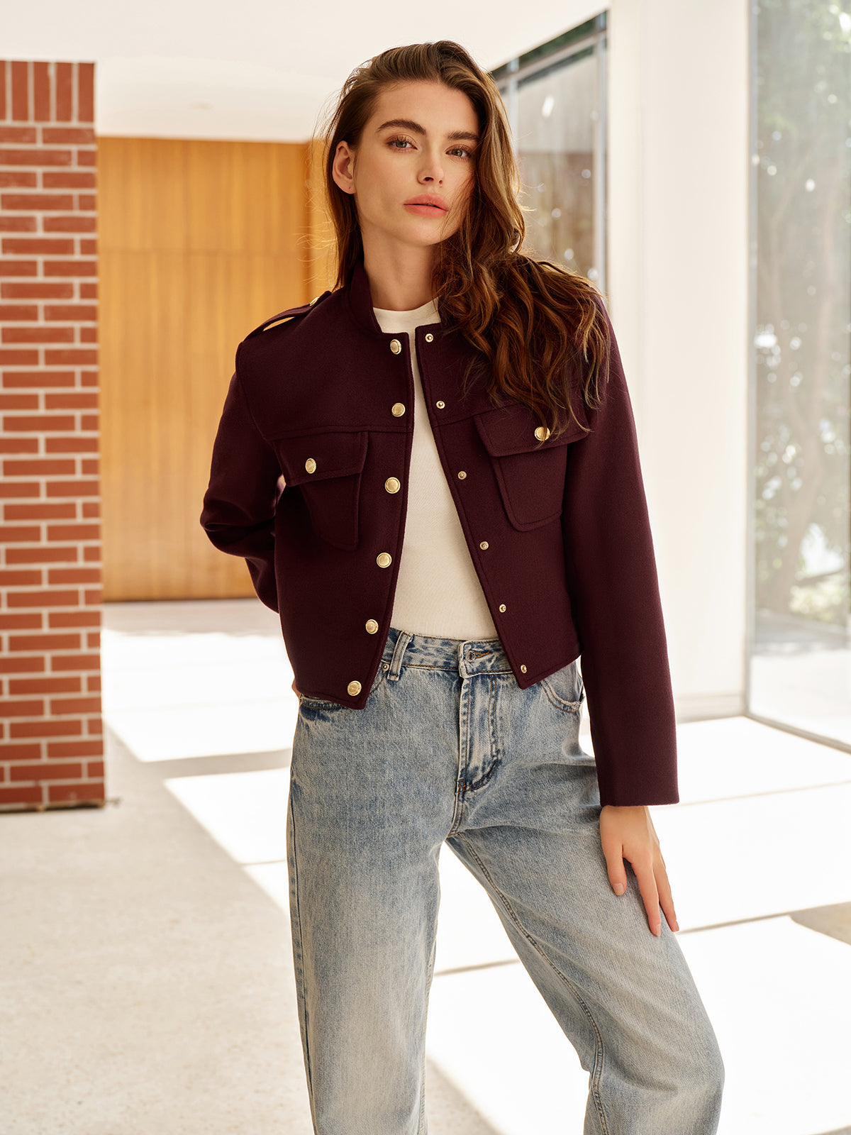 Stand Collar Button Jacket-Mesadic
