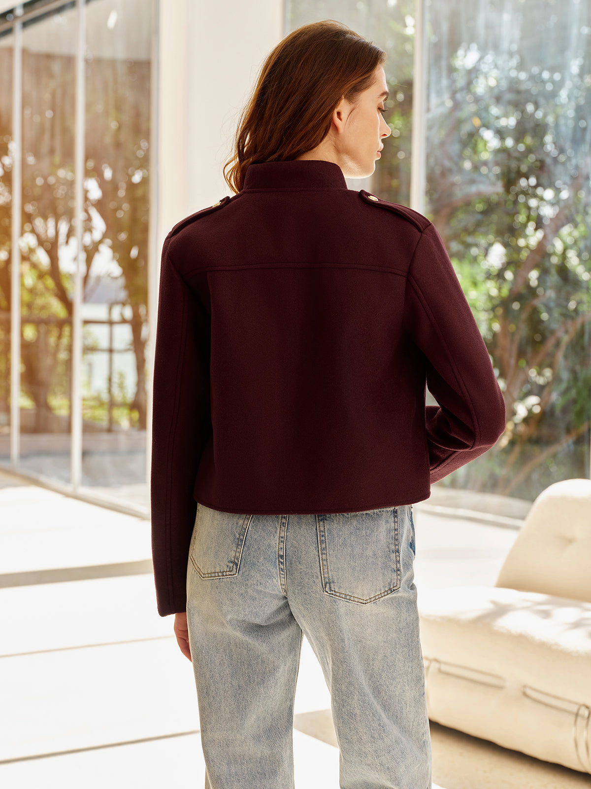 Stand Collar Button Jacket-Mesadic