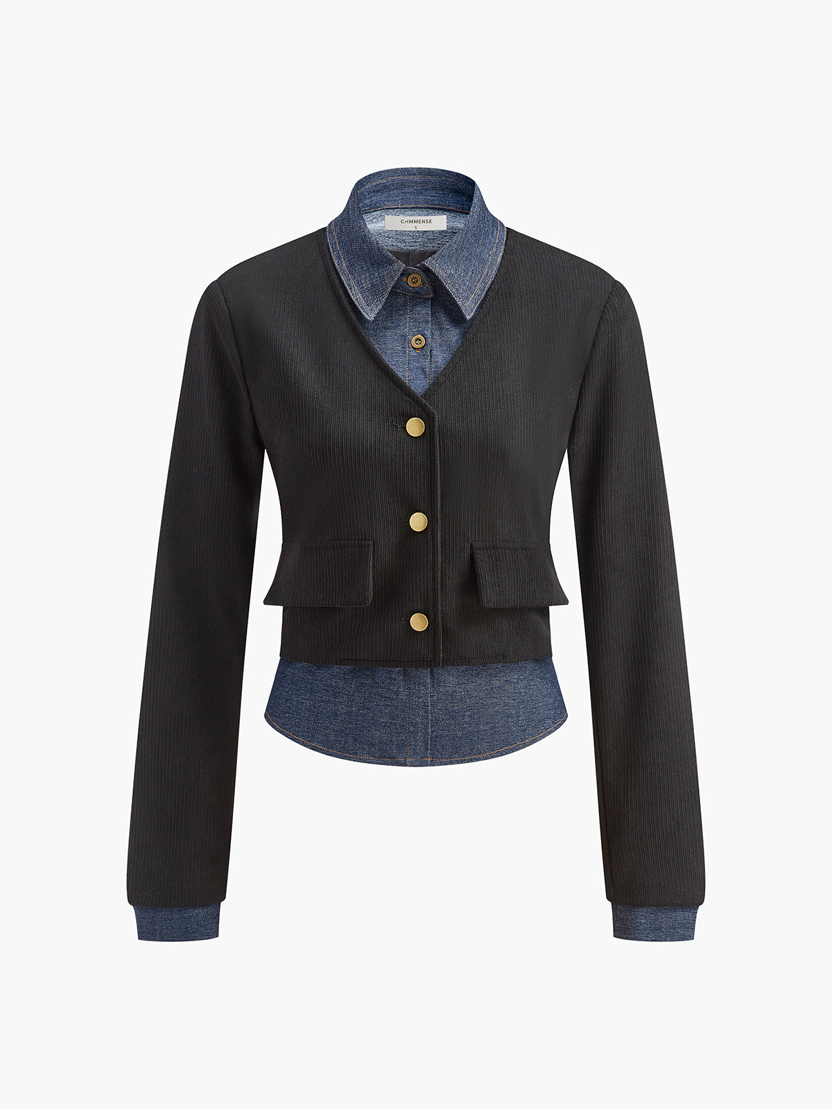 2 in 1 Denim Panel Polo Shirt-Mesadic