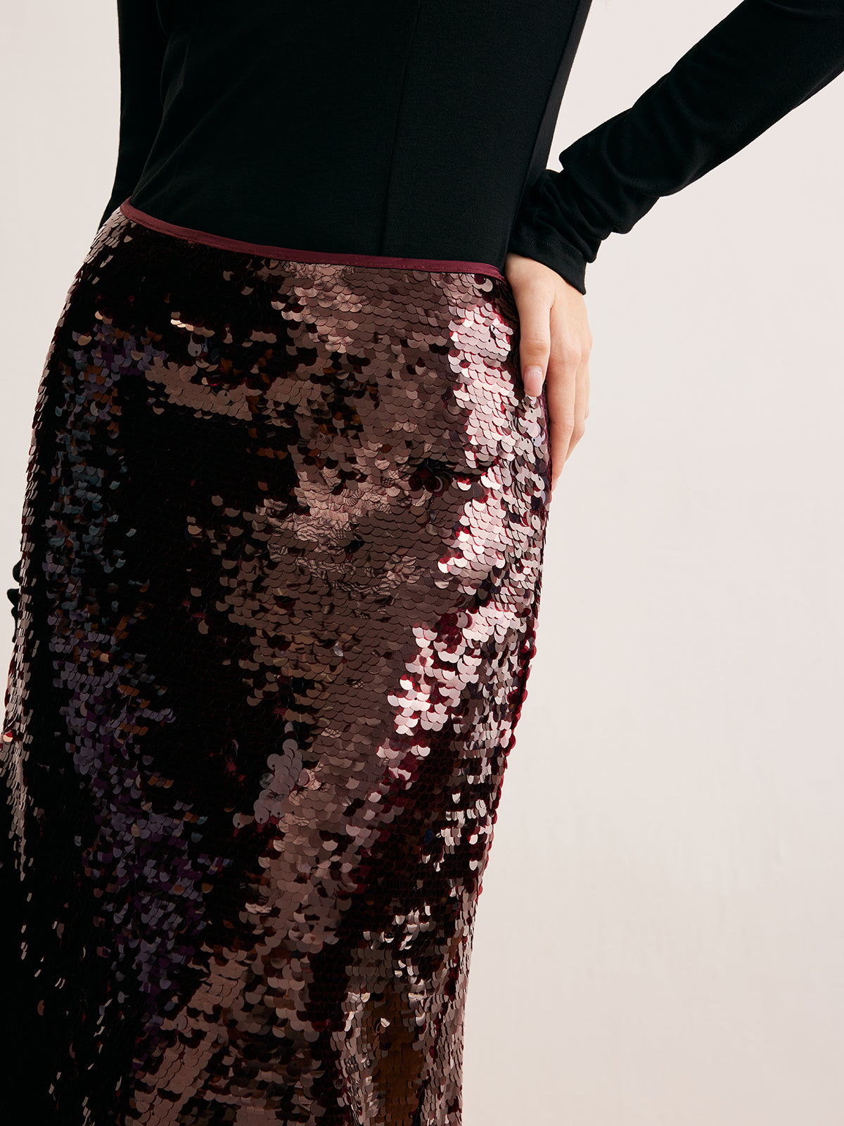 Romance Sequins Maxi Skirt-Mesadic