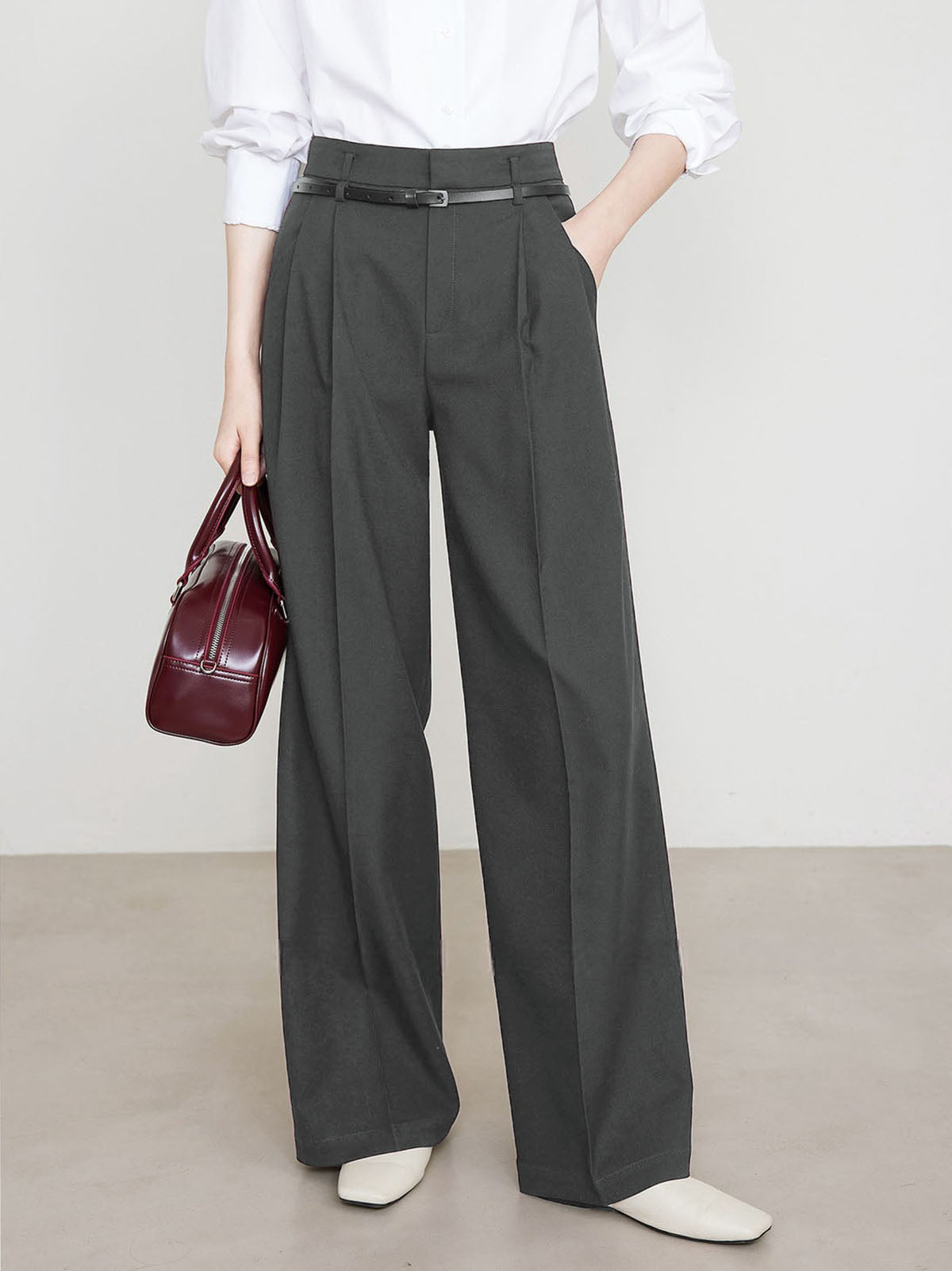 Utility High-Waist Pleated Pants Without Belt-CALLISTARI