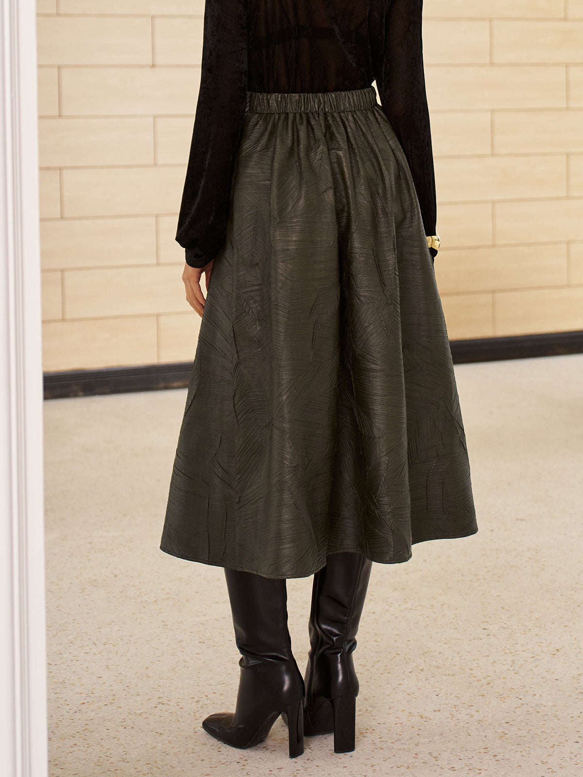 Retro Faux Leather Skirt Without Belt-Mesadic