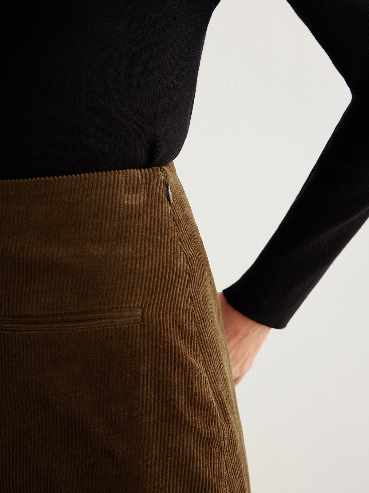 Cotton Corduroy A-Line Skirt-Mesadic