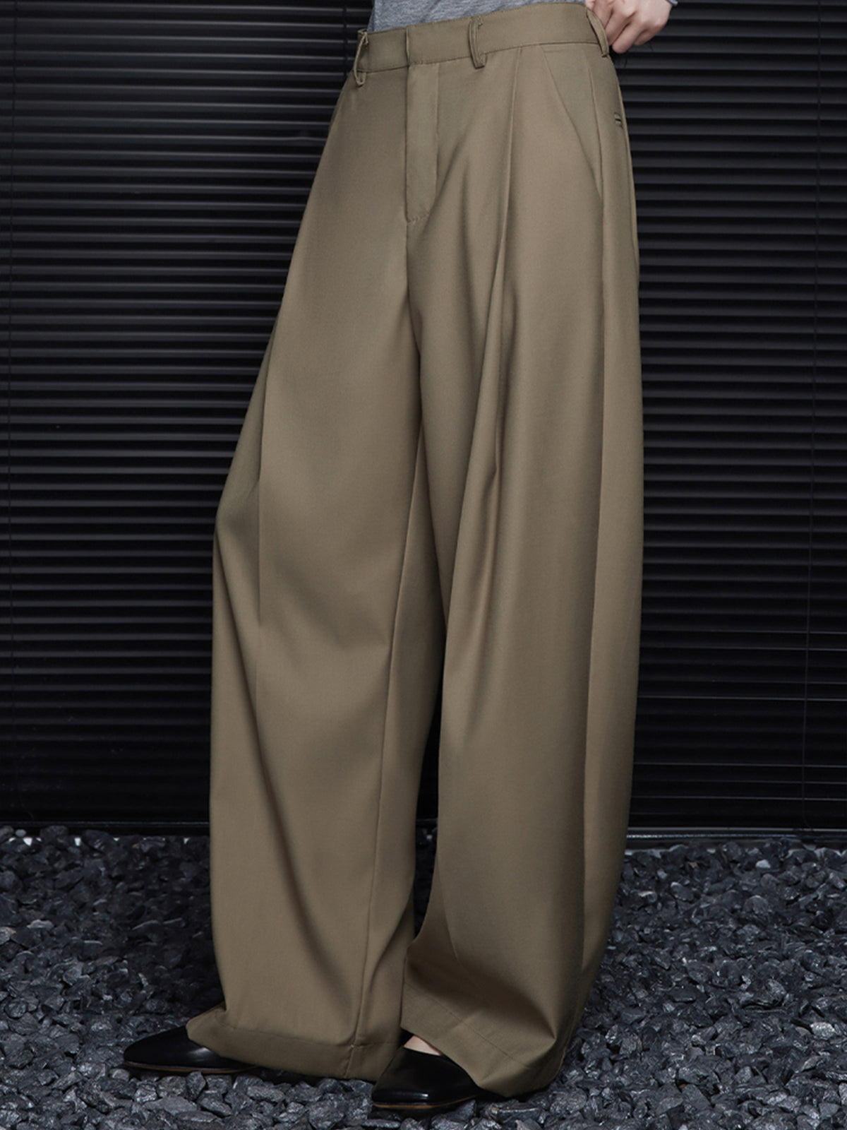 Pleated Draped Pants Without Belt-Mesadic