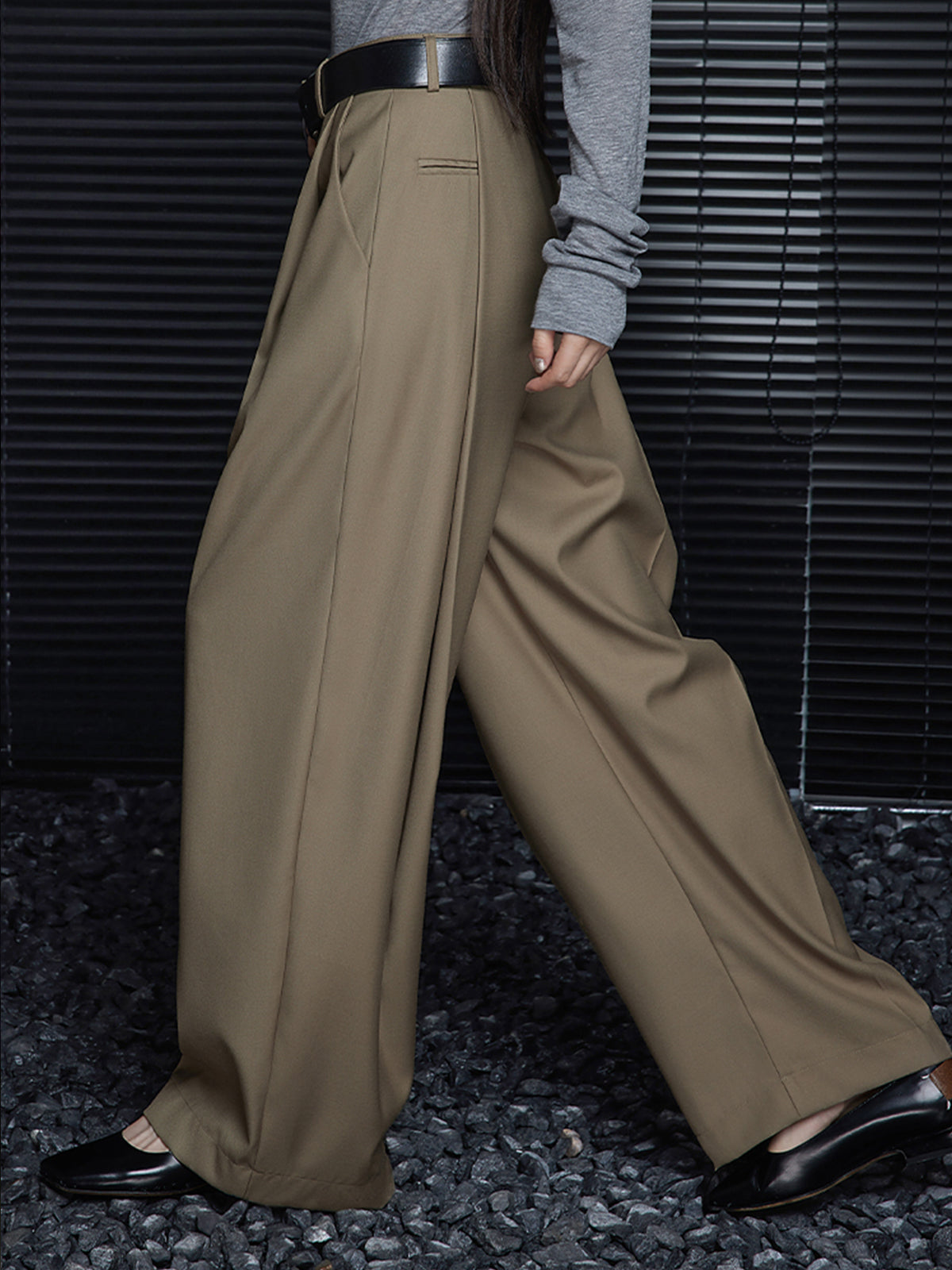 Pleated Draped Pants Without Belt-Mesadic