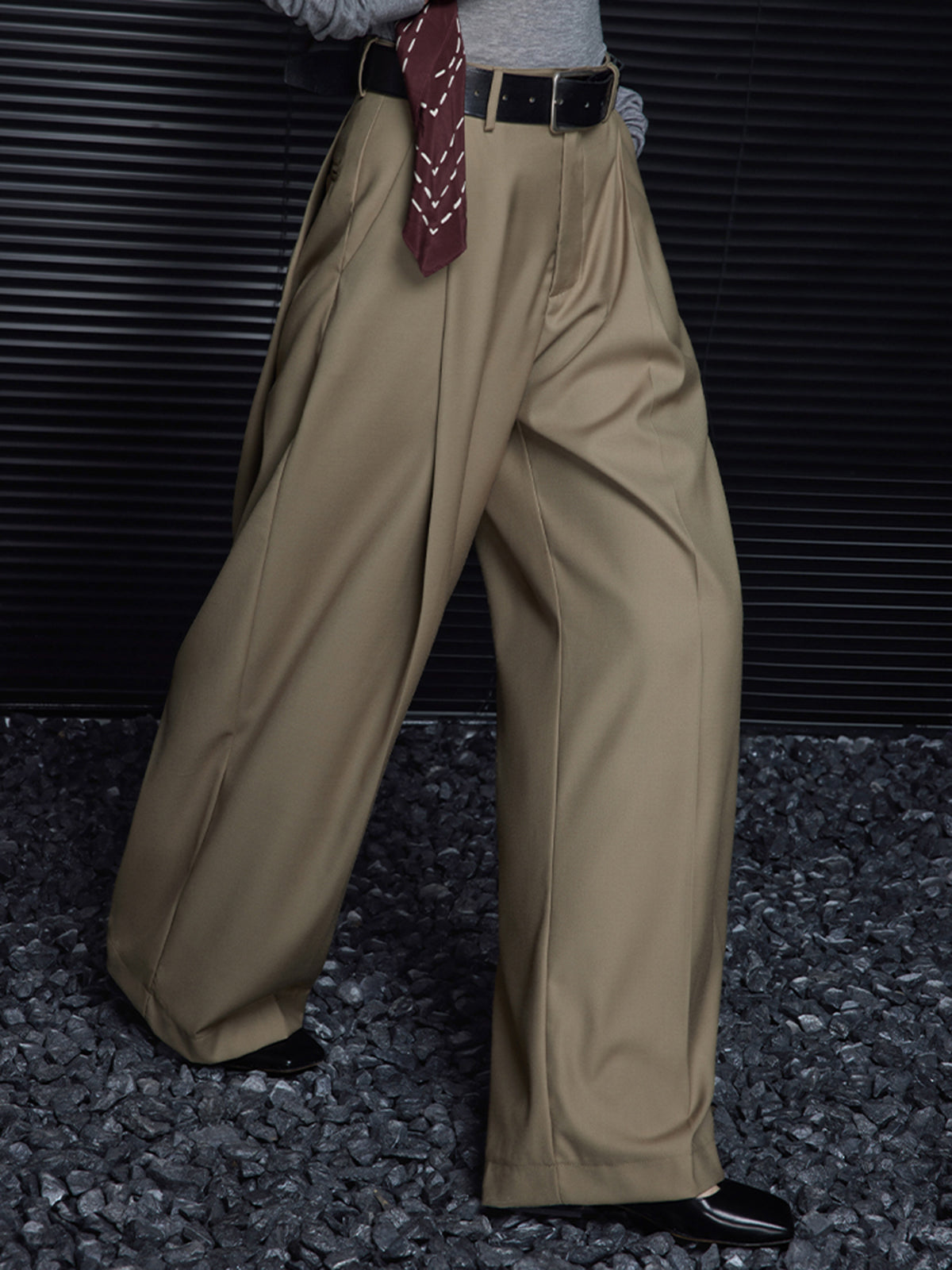 Pleated Draped Pants Without Belt-Mesadic