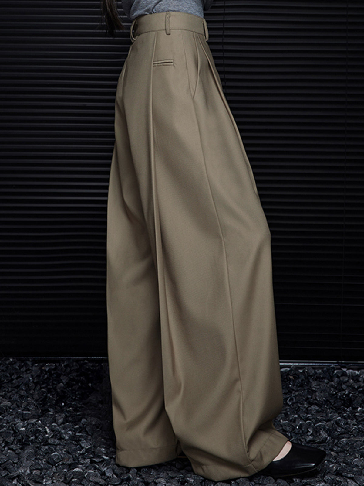Pleated Draped Pants Without Belt-Mesadic
