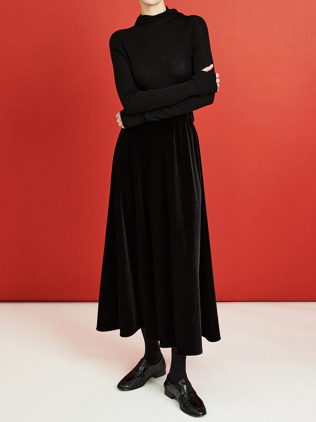 Velvet Flowy Skirt-Mesadic