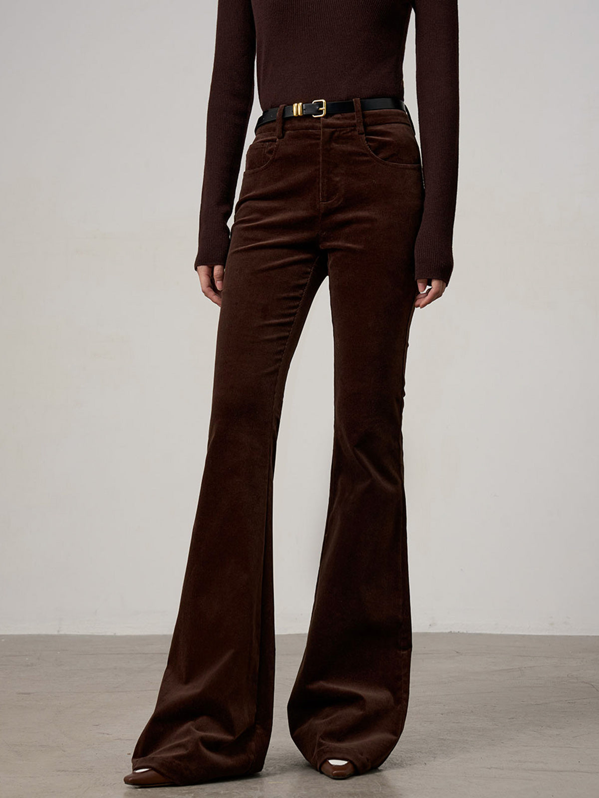 Corduroy Bootcut Pants Without Belt-Mesadic