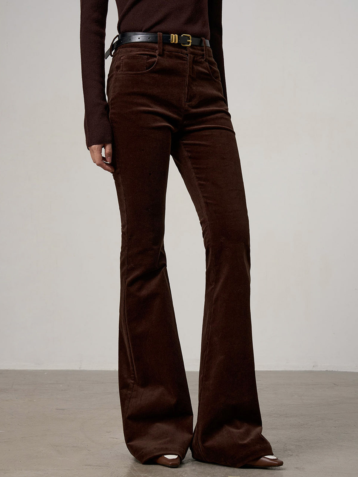 Corduroy Bootcut Pants Without Belt-Mesadic