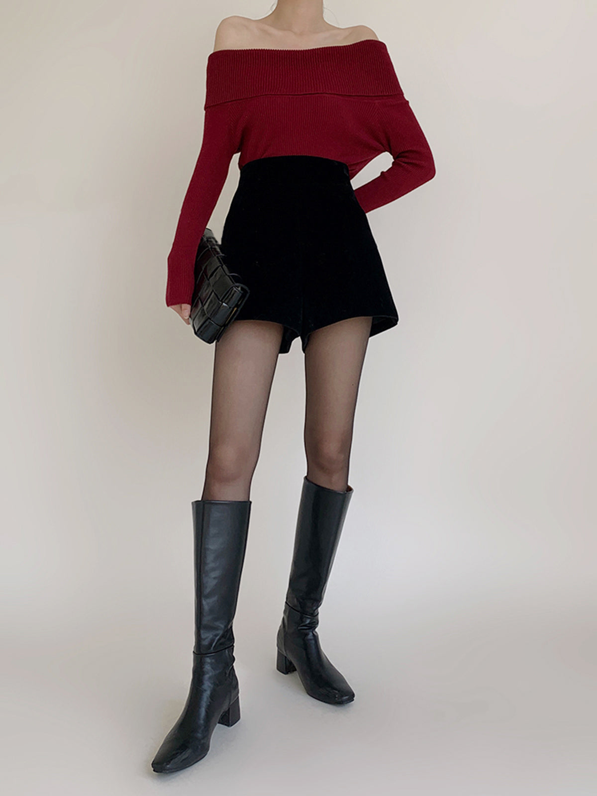 Velvet Wide-Leg Shorts-Mesadic