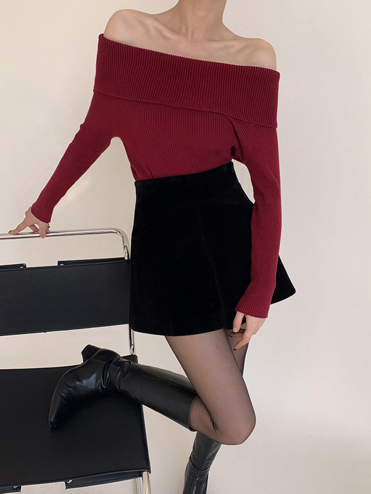 Velvet Wide-Leg Shorts-Mesadic