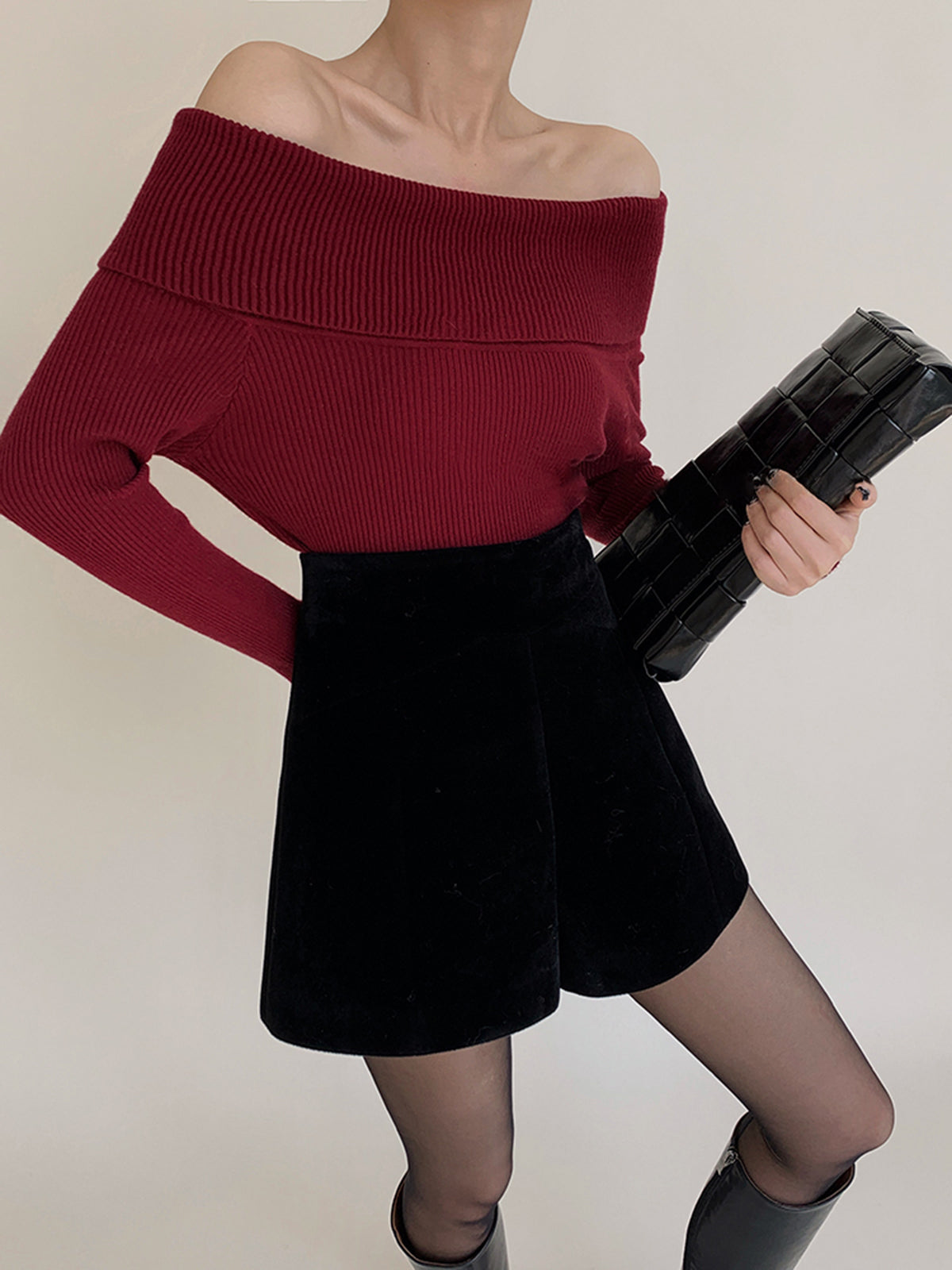 Velvet Wide-Leg Shorts-Mesadic