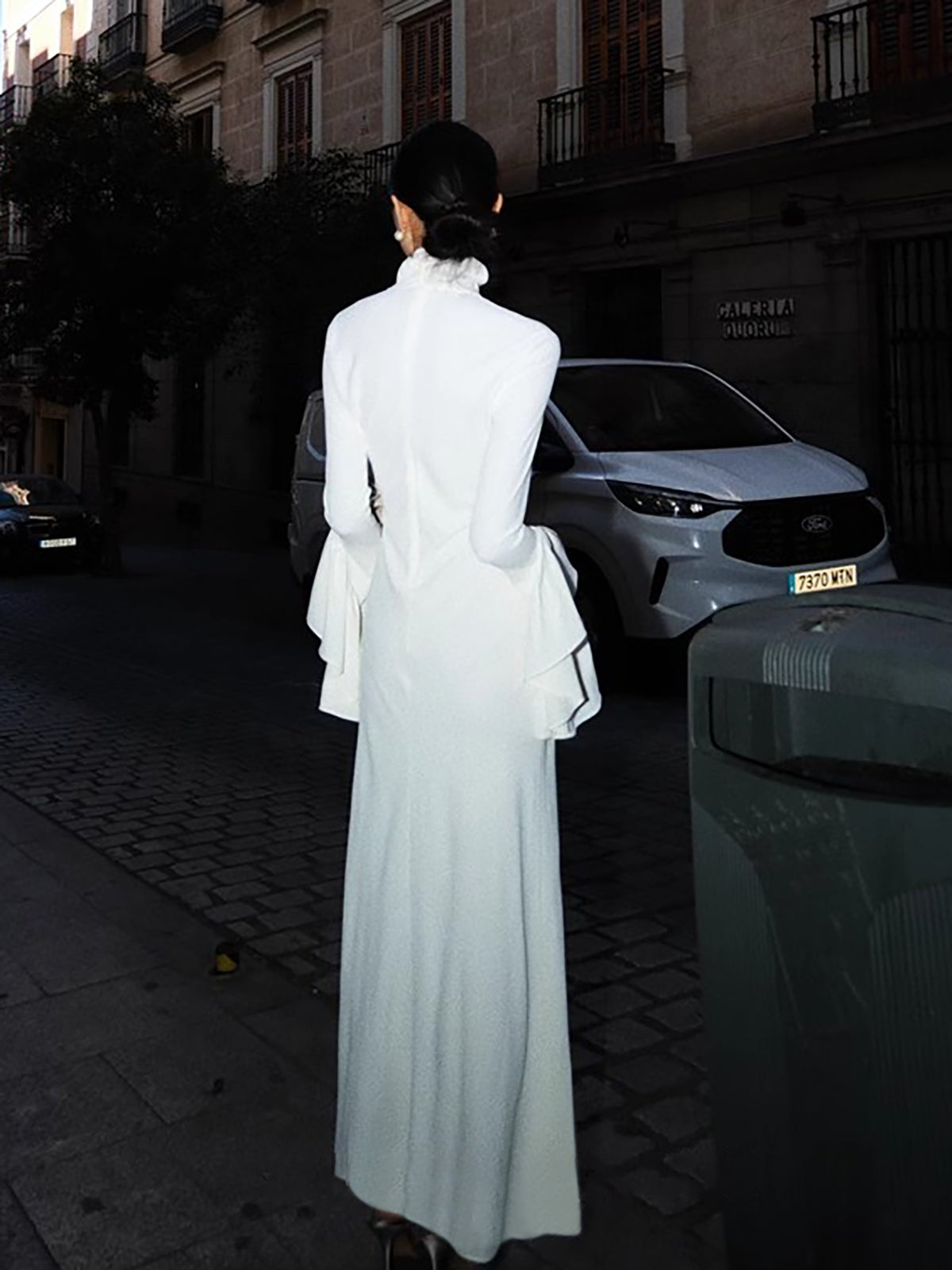 Turtleneck Ruffle Sleeve Long Dress-Mesadic