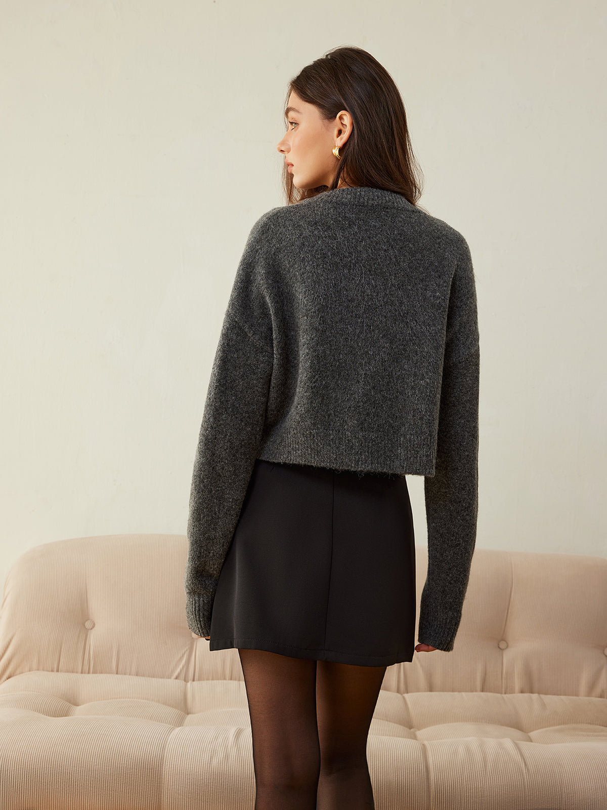 Metal-Detail Asymmetrical Pleated Skirt-Mesadic