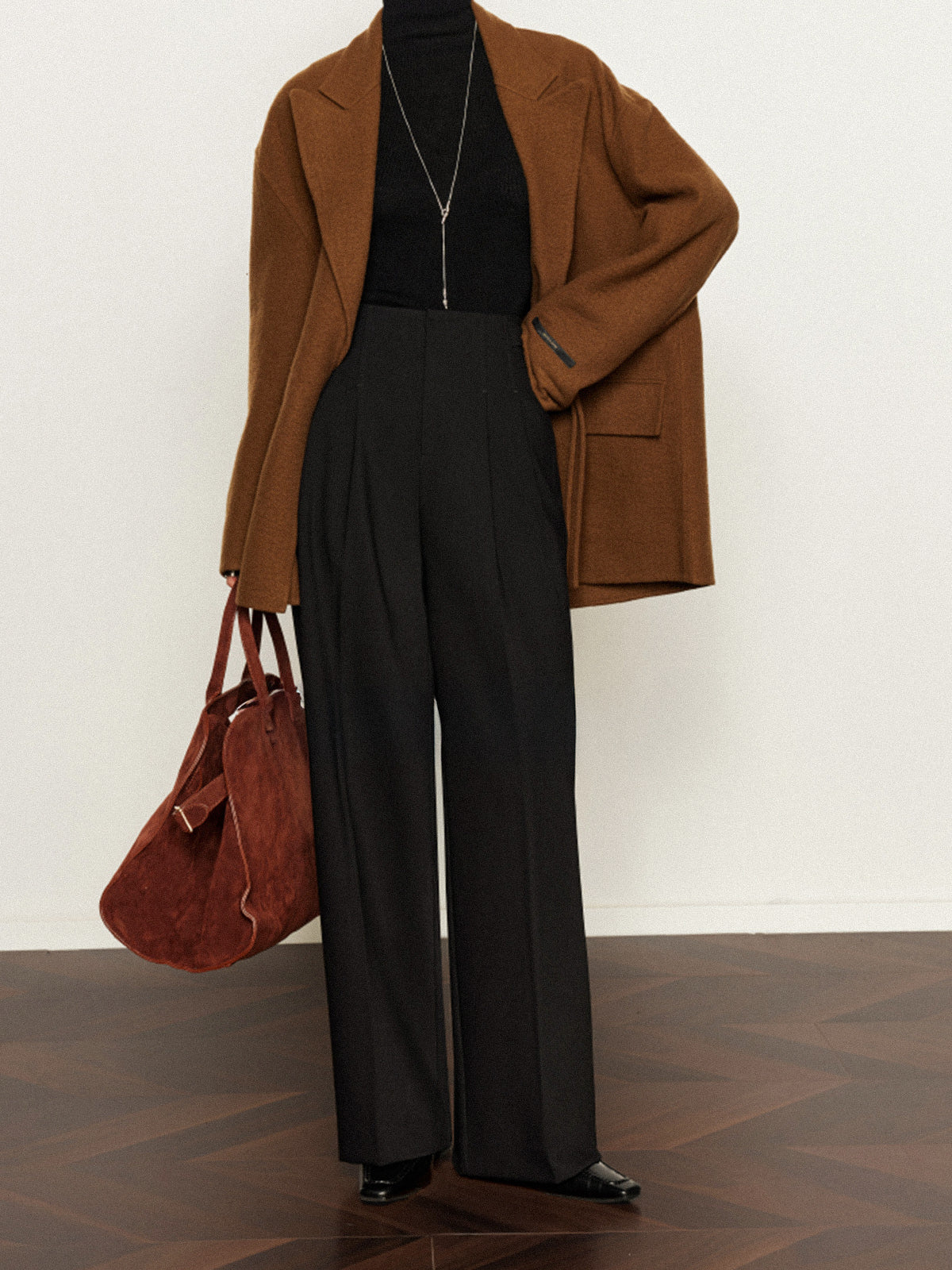 Pleated Wide-Leg Pants-Mesadic