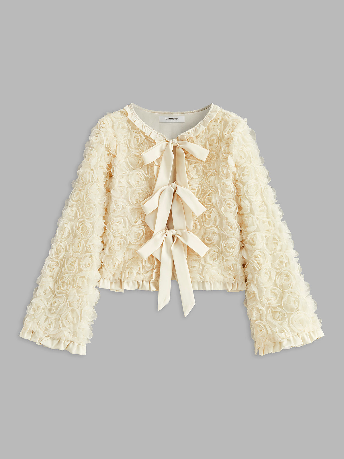 Romance Tie Front Rosette Jacket-Mesadic