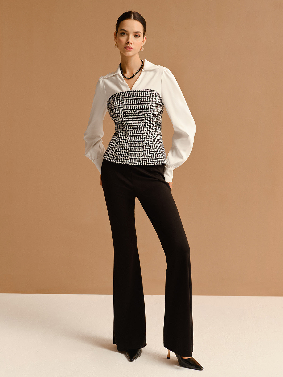 2 in 1 Houndtooth Polo Shirt-Mesadic