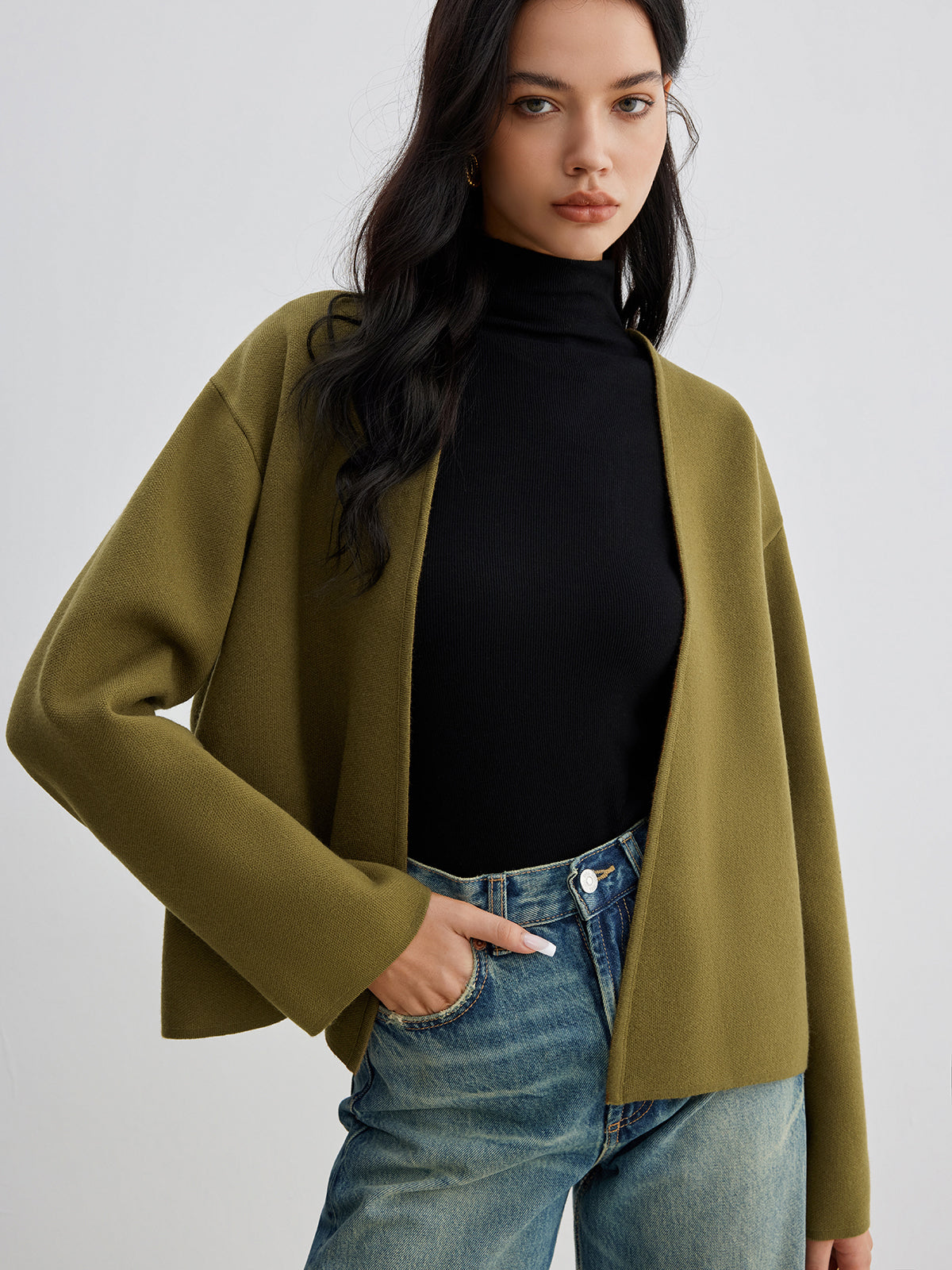 Retro Shift Cardigan Without Belt-Mesadic