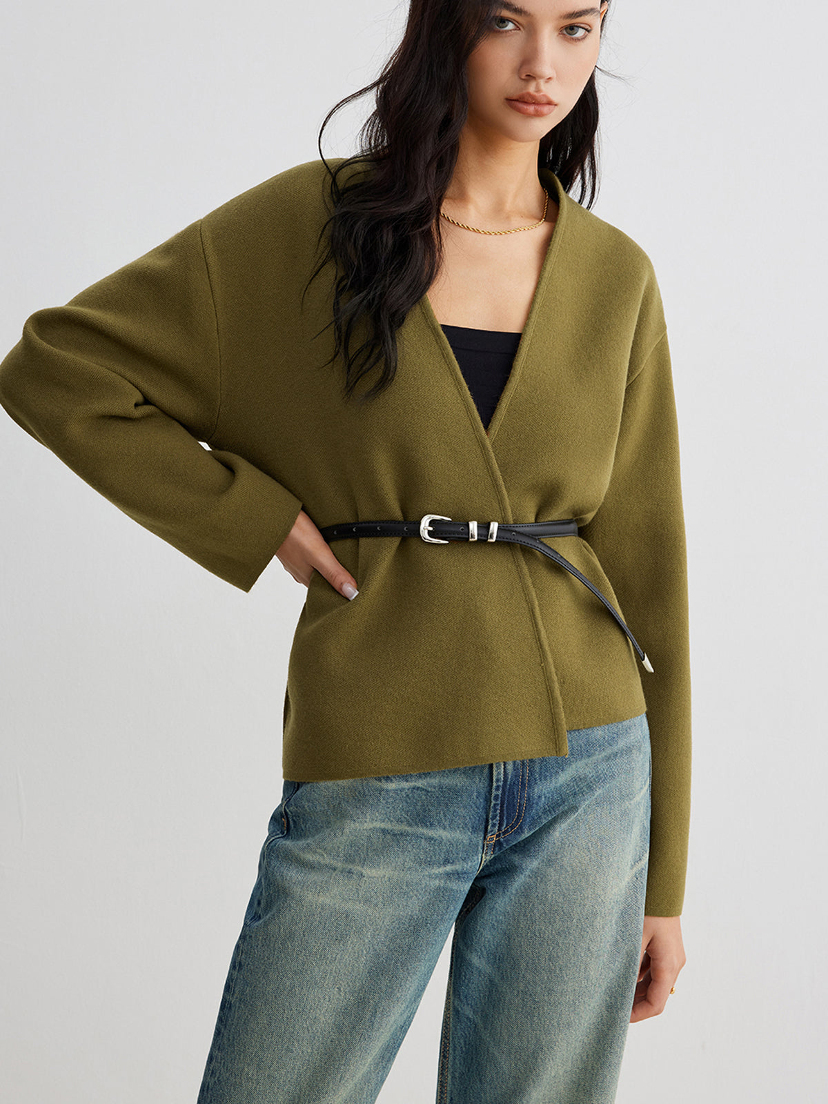 Retro Shift Cardigan Without Belt-Mesadic