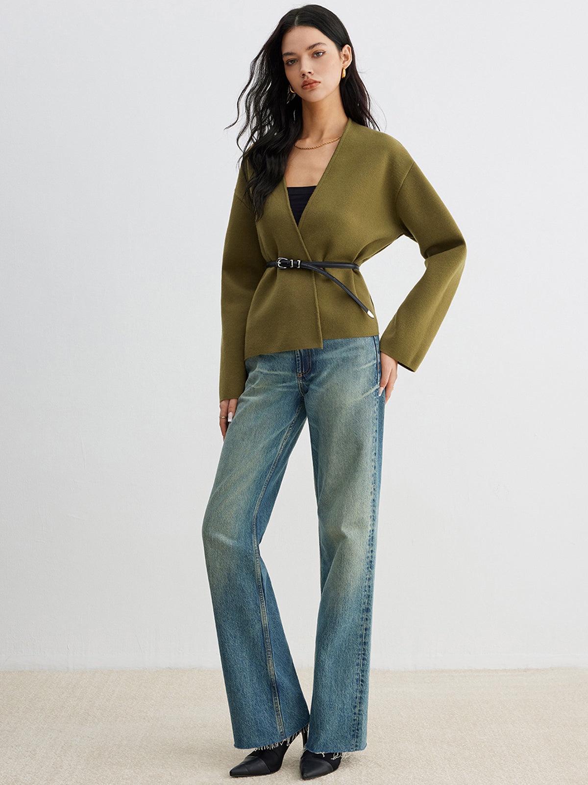 Retro Shift Cardigan Without Belt-Mesadic