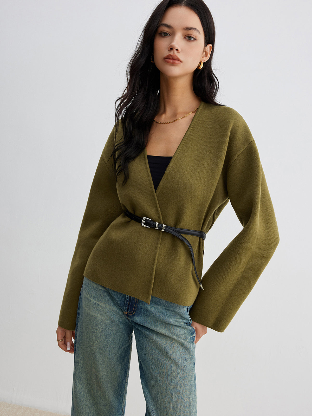 Retro Shift Cardigan Without Belt-Mesadic